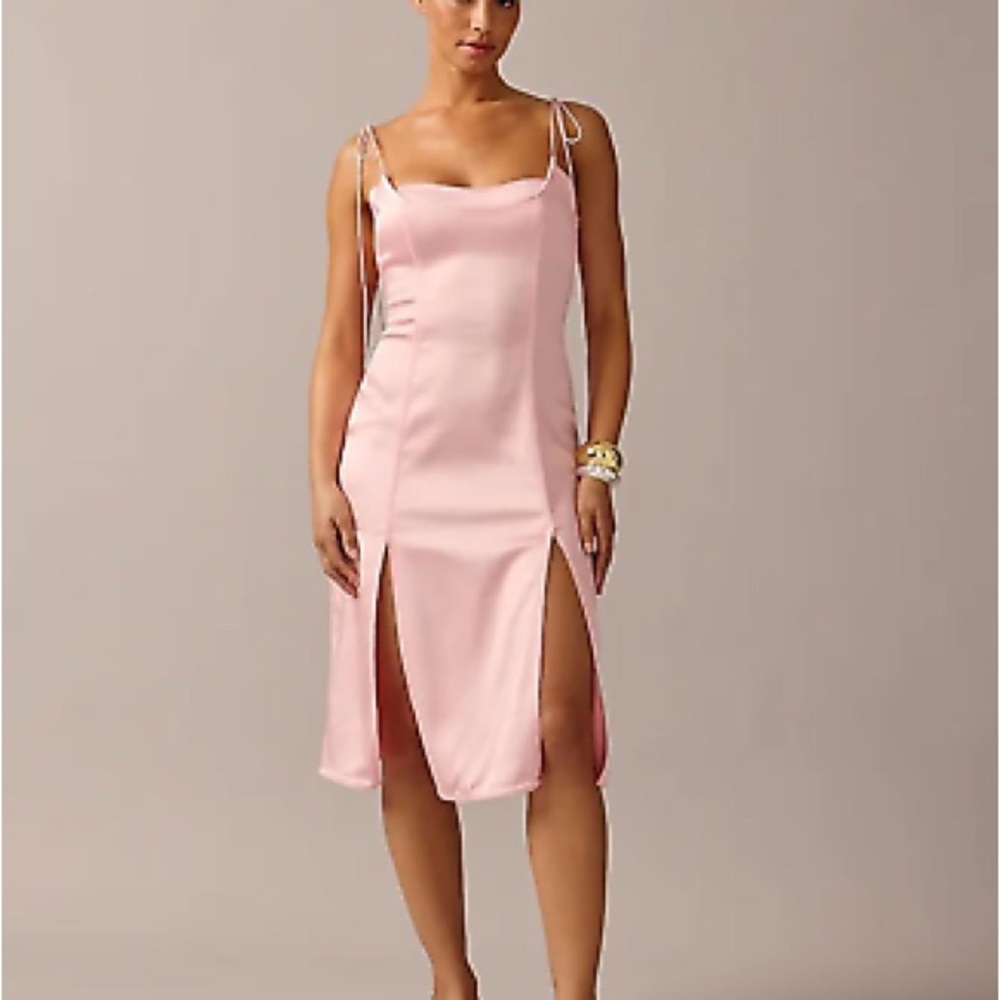 J Crew x Anna October Satin Midi Dress - Pink Orchid